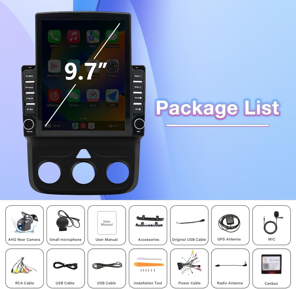 Android 13 Car Stereo for Dodge Ram 1500 2500 3500 2013-2018 (Manual AC), Supports Wireless CarPlay & Android Auto, BT/WiFi/GPS/FM/SWC/1080P Backup Camera