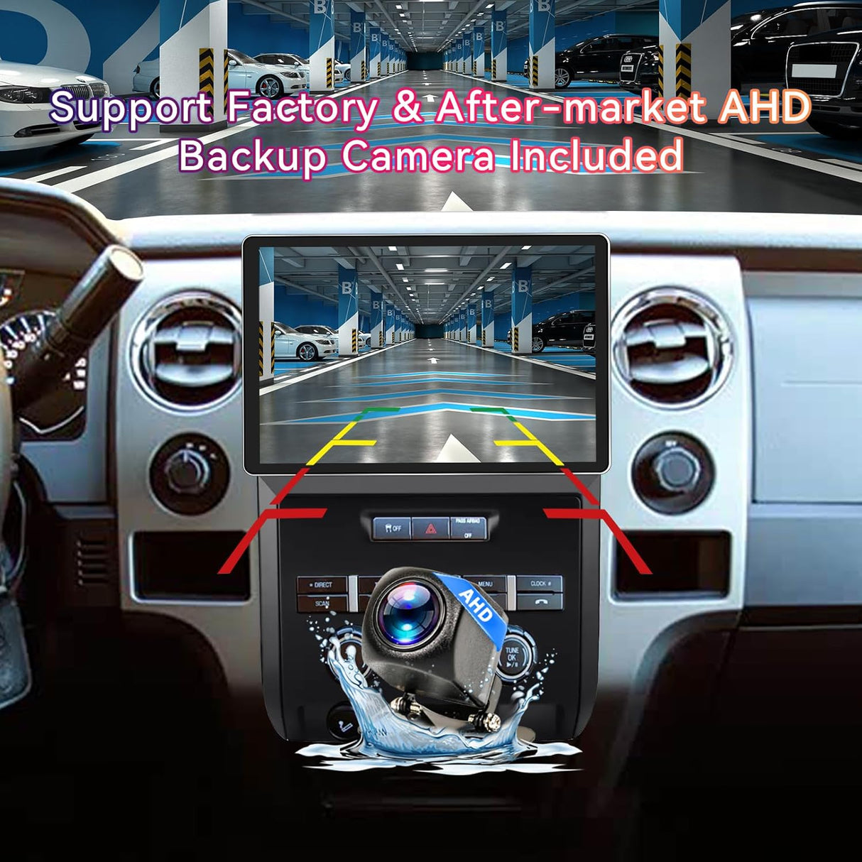 Car Stereo for Ford F150 2009 2010 2011 2012 Supports Wireless CarPlay & Android Auto, BT/WiFi/GPS/FM/SWC/1080P Backup Camera/Manual AC Upgrade