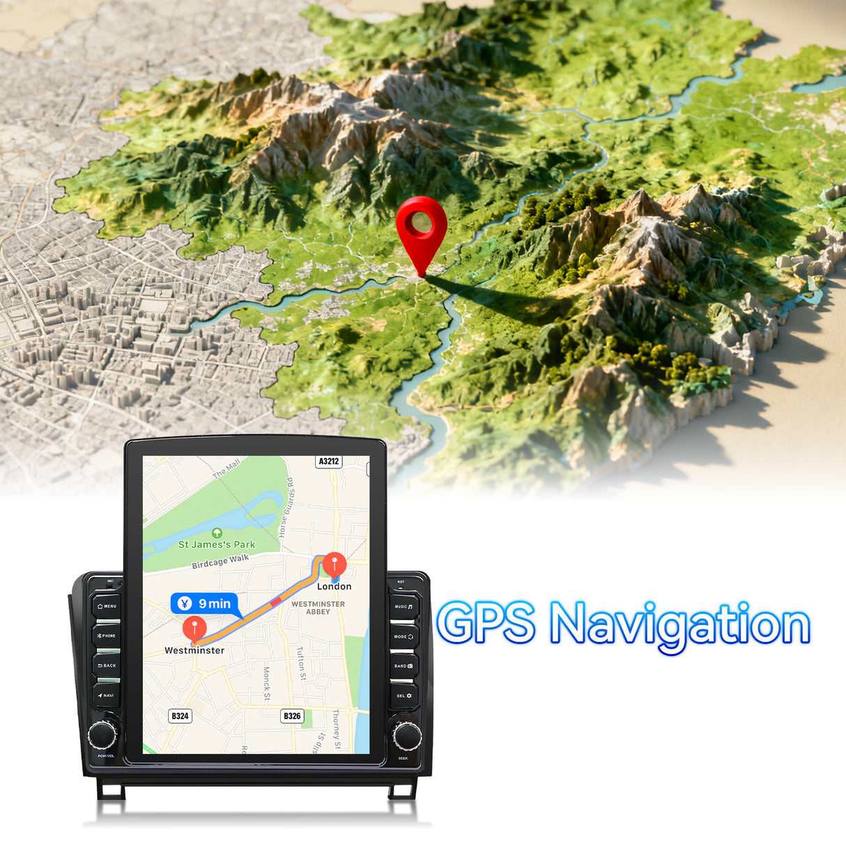 9.7" Android 14 Car Radio Stereo Compatible with Toyota Tundra 2007-2013 Sequoia 2008-2018 Touch Screen with Wireless CarPlay & Android Auto FM Radio Upgrade Bluetooth GPS Navigation Backup Camera