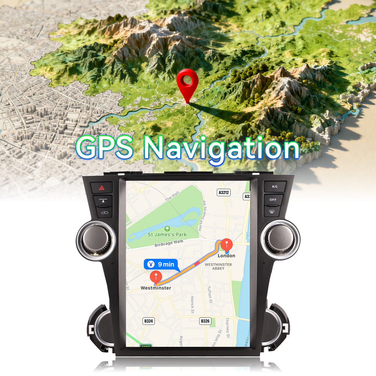 8Core 4GB+64GB Android 13 Car Radio for Toyota Highlander 2009 2010 2011 2012 2013, 12.1 Inch Highlander Stereo with Carplay & Android Auto