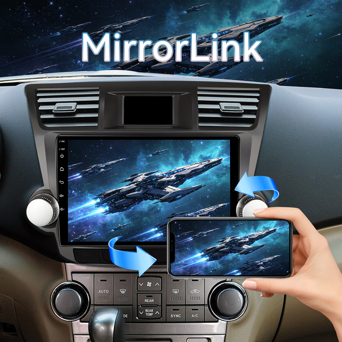 Car Radio for Toyota Highlander 2008-2013,10 Inch QLED Touch Screen Car Stereo with Carplay&Android Auto,WiFi,GPS Navigation,Bluetooth5.0,FM&AM Radio