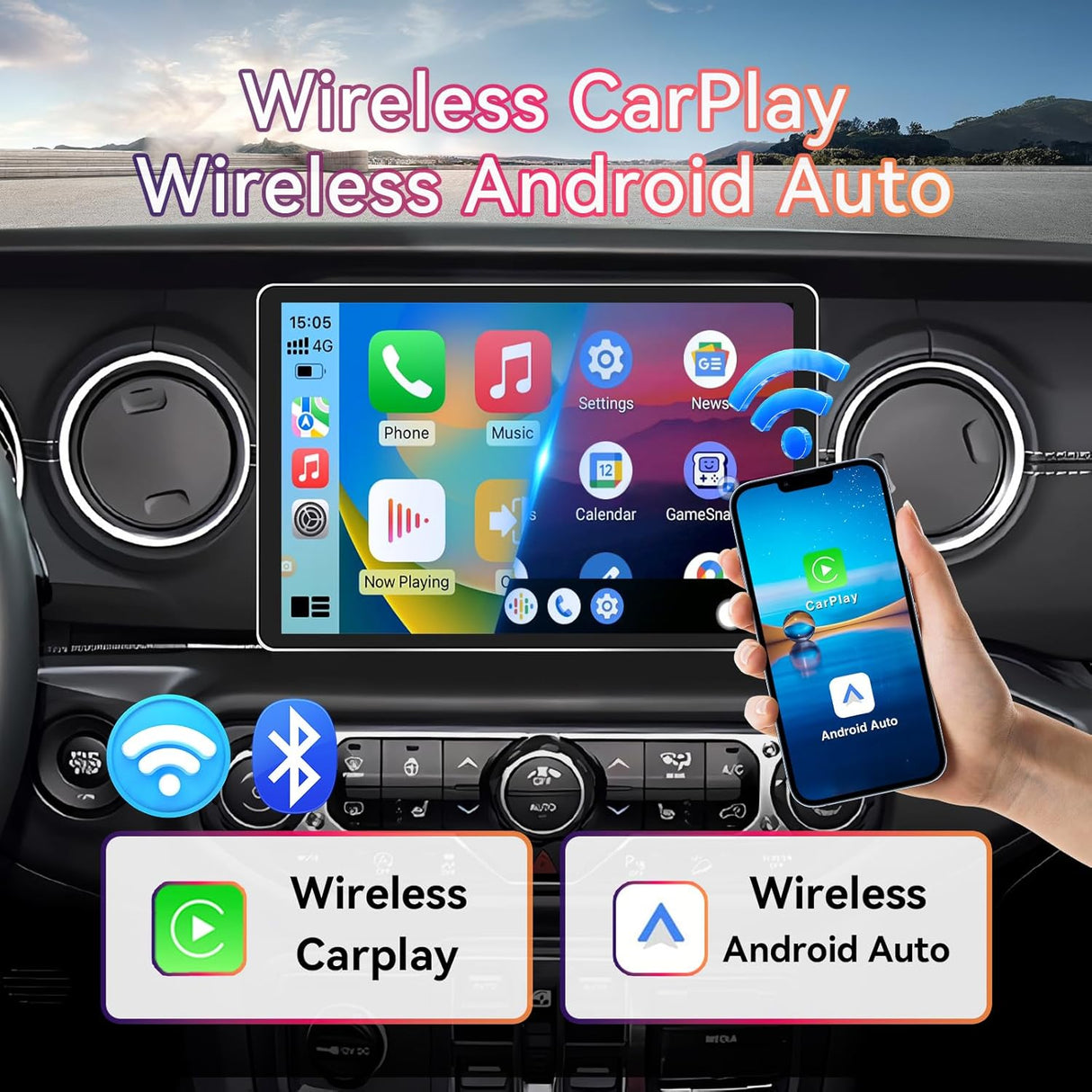 11.5" Android 13 Car Radio Stereo Compatible with Jeep Wrangler JL Gladiator 2018-2023, HD Touchscreen Upgrade, 4GB+64GB, Wireless CarPlay&Android Auto, Support Factory Backup Camera