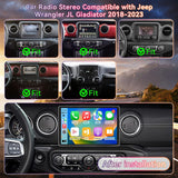 11.5" Android 13 Car Radio Stereo Compatible with Jeep Wrangler JL Gladiator 2018-2023, HD Touchscreen Upgrade, 4GB+64GB, Wireless CarPlay&Android Auto, Support Factory Backup Camera