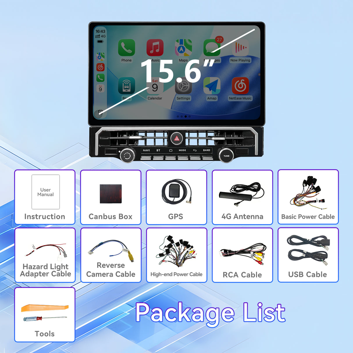 15.6 Inch Car Radio Upgrade Stereo Compatible with Toyota 4Runner 2010-2023, Android 13 System 8+256GB Large Touchscreen Car Head Unit with Wireless CarPlay & Android Auto/SWC/GPS Navigation