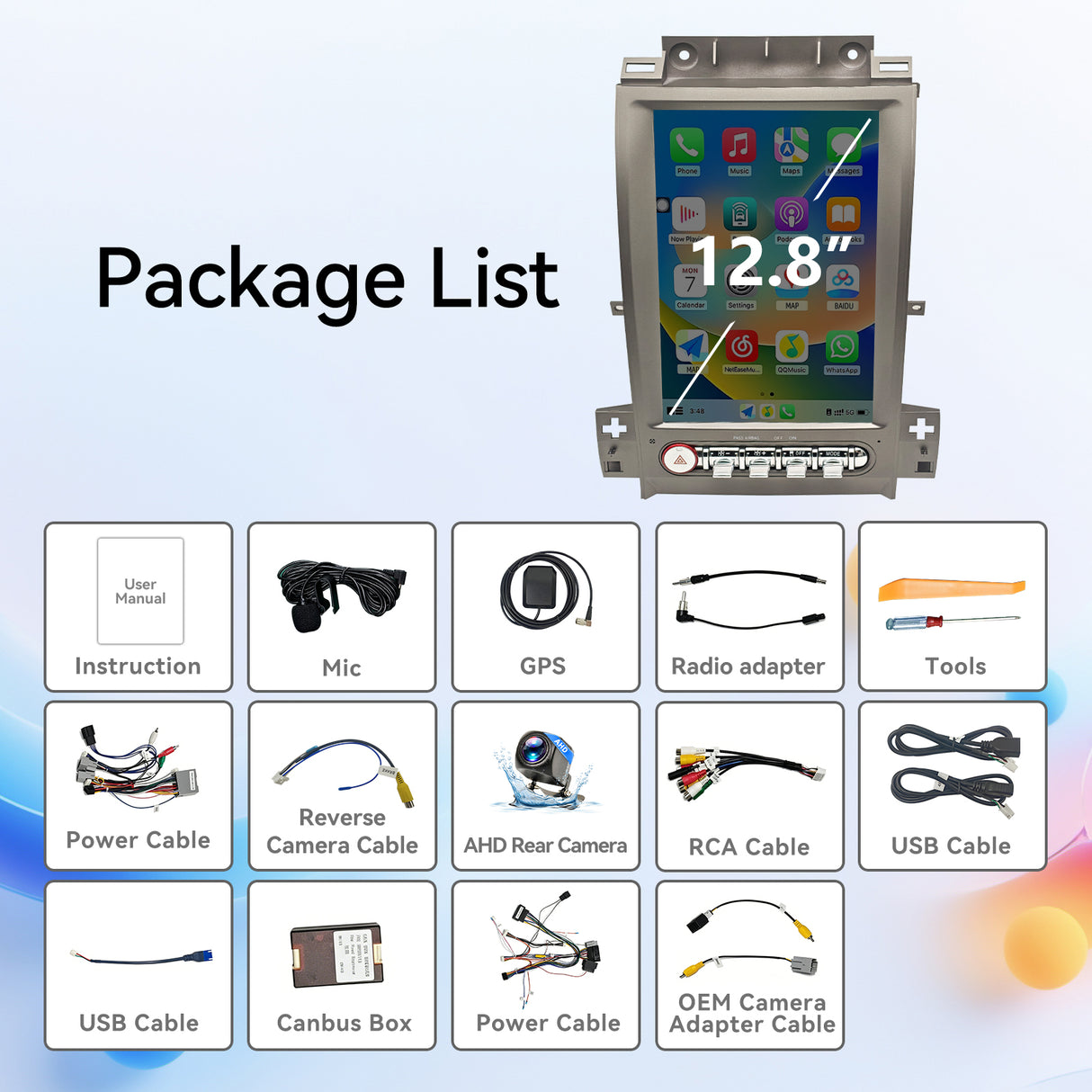 12.8 inch Android 13 Car Radio for Ford Taurus 2010-2019, Upgrade Head Unit 1920*1080 Touch Screen Carplay Android Auto, GPS Navigation,4G+64G, 8Core