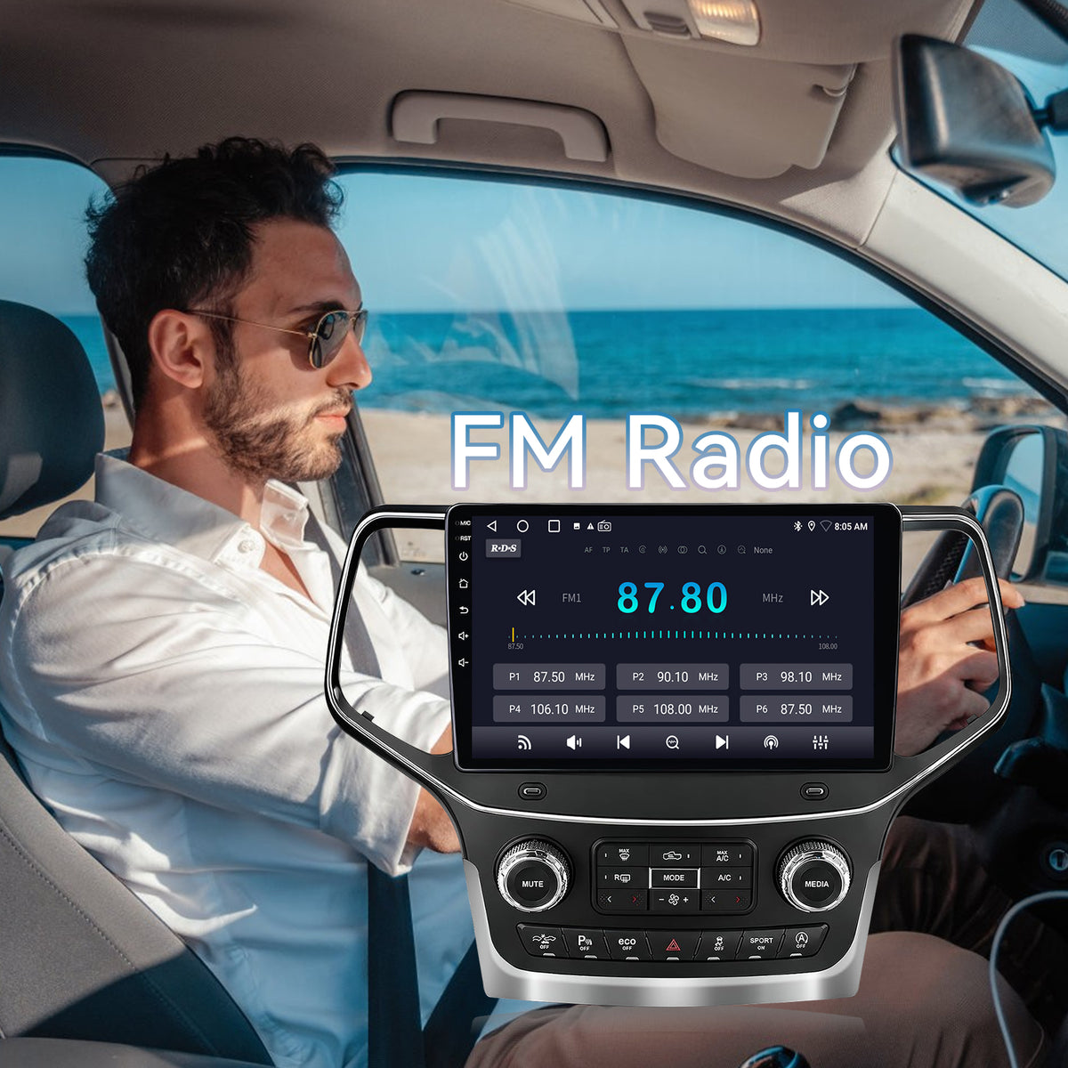 Car Radio for Jeep Grand Cherokee 2014-2021 Wireless CarPlay & Android Auto, 2GB+64GB, Bluetooth, AM/FM, SWC, Backup Camera & Touchscreen