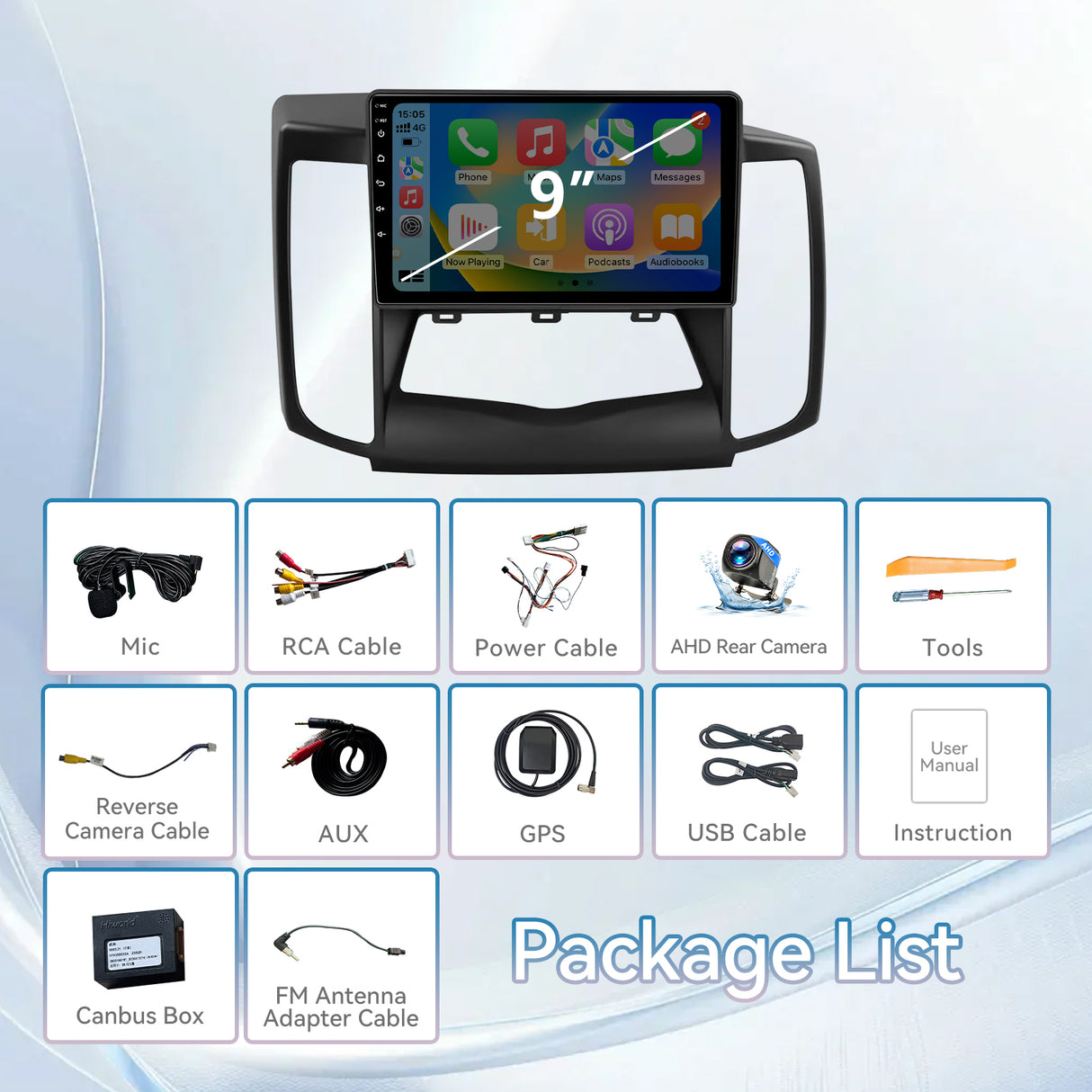 Car Radio for Nissan Maxima 2009-2014 Stereo Head Unit Upgrade Biorunn 9 Inch GPS Navigation Wireless Car-Play Android Auto Blue-tooth RDS FM 2GB RAM 64GB ROM SWC Backup Camera