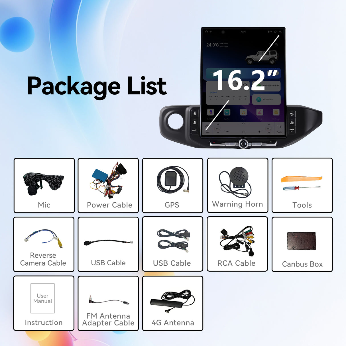 Car Stereo for jeep Wrangler 2018-2022 ,16.2 inch Qualcomm 8-Core Android 13 Touchscreen Radio with Key and Knob,Carpaly & Android Auto,DSP,Dual Bluetooth