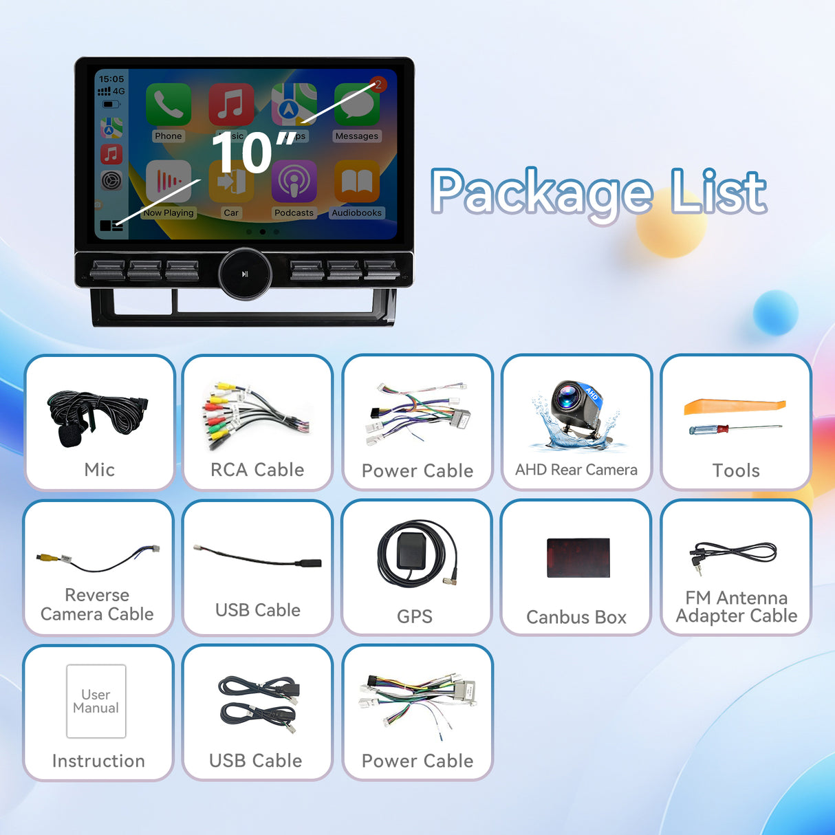 10 Inch Car Stereo Radio Compatible with Toyota Tacoma 2005-2015 Android 13 2+64G Wireless CarPlay Android Auto Car Radio Replacement with GPS/SWC/ Backup Camera