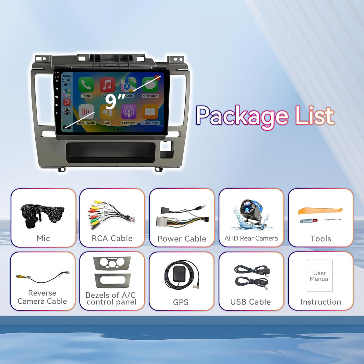 Android 13 Car Stereo for Nissan Versa (2005-2010) | 9" IPS Touchscreen | Wireless CarPlay/Android Auto/Mirror Link | GPS Navigation | FM/RDS | IPS/HD Display | AHD Backup Camera