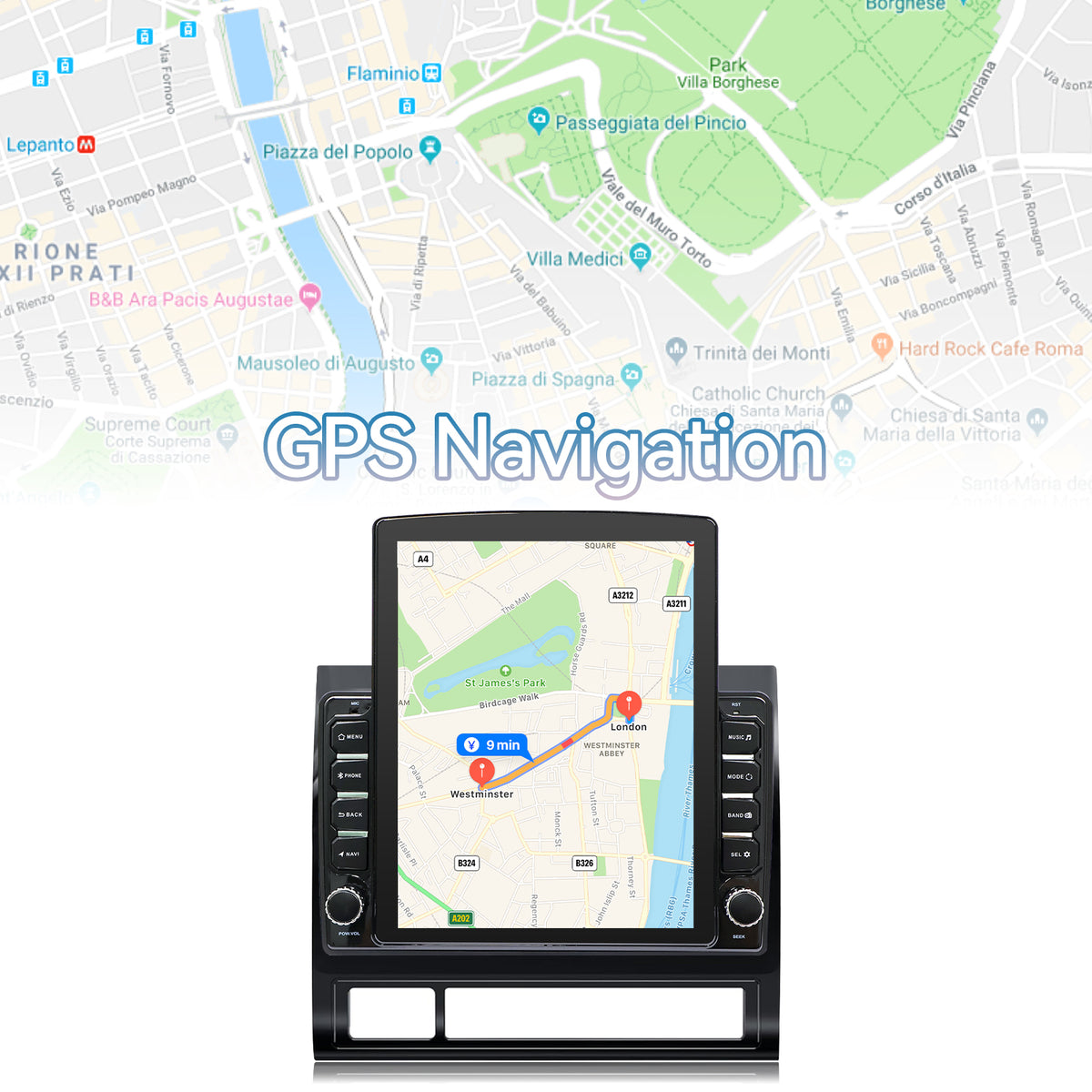 Car Stereo for Toyota Tacoma 2005-2015 Upgrade Wireless CarPlay & Android Auto AHD Backup Camera GPS SWC FM WiFi Bluetooth