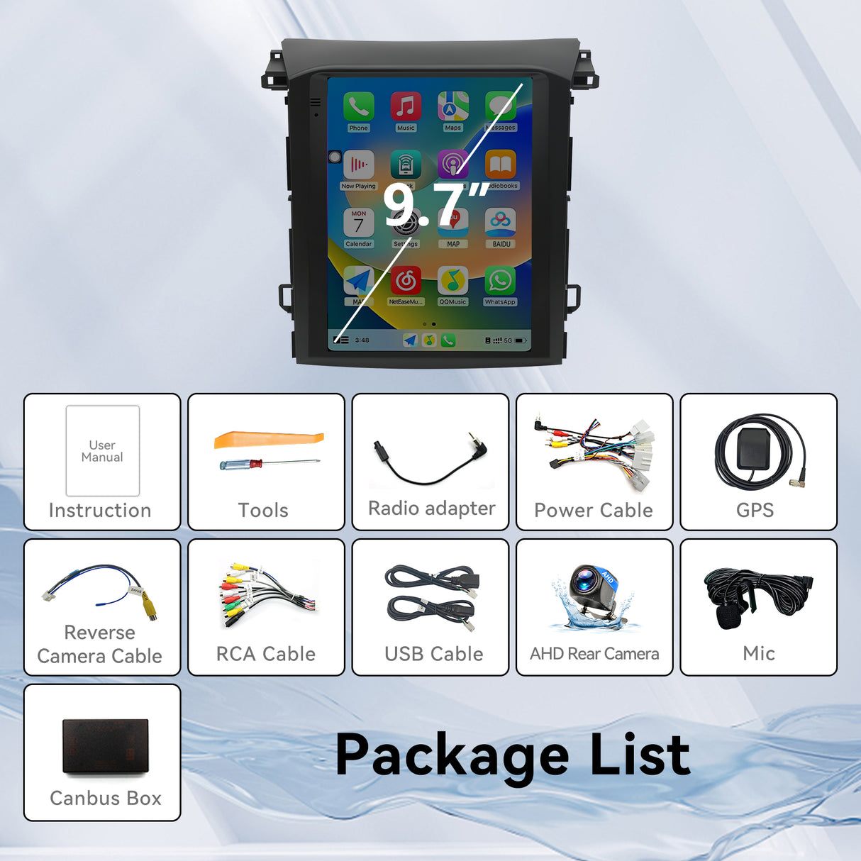 Car Radio Stereo for 2018–2021 Subaru XV/Crosstrek - 9.7" IPS Touch Screen, Upgrade Dash Kit with CarPlay & Android Auto, GPS Navigation, SWC Support, Bluetooth 5, WiFi