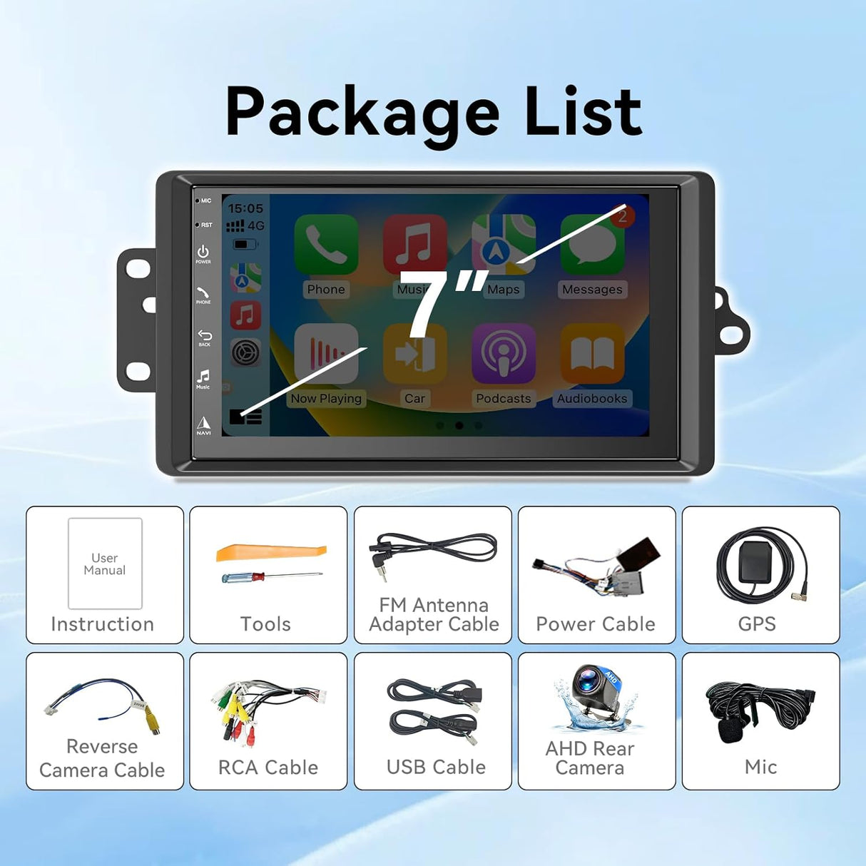 Car Stereo for Chevy/GMC/Humme/Chevy Silverado/Tahoe 2003–2006, GMC Sierra/Yukon & Hummer H2 2003–2007 with Wireless CarPlay & Android Auto, GPS, Backup Camera, HiFi Audio, SWC
