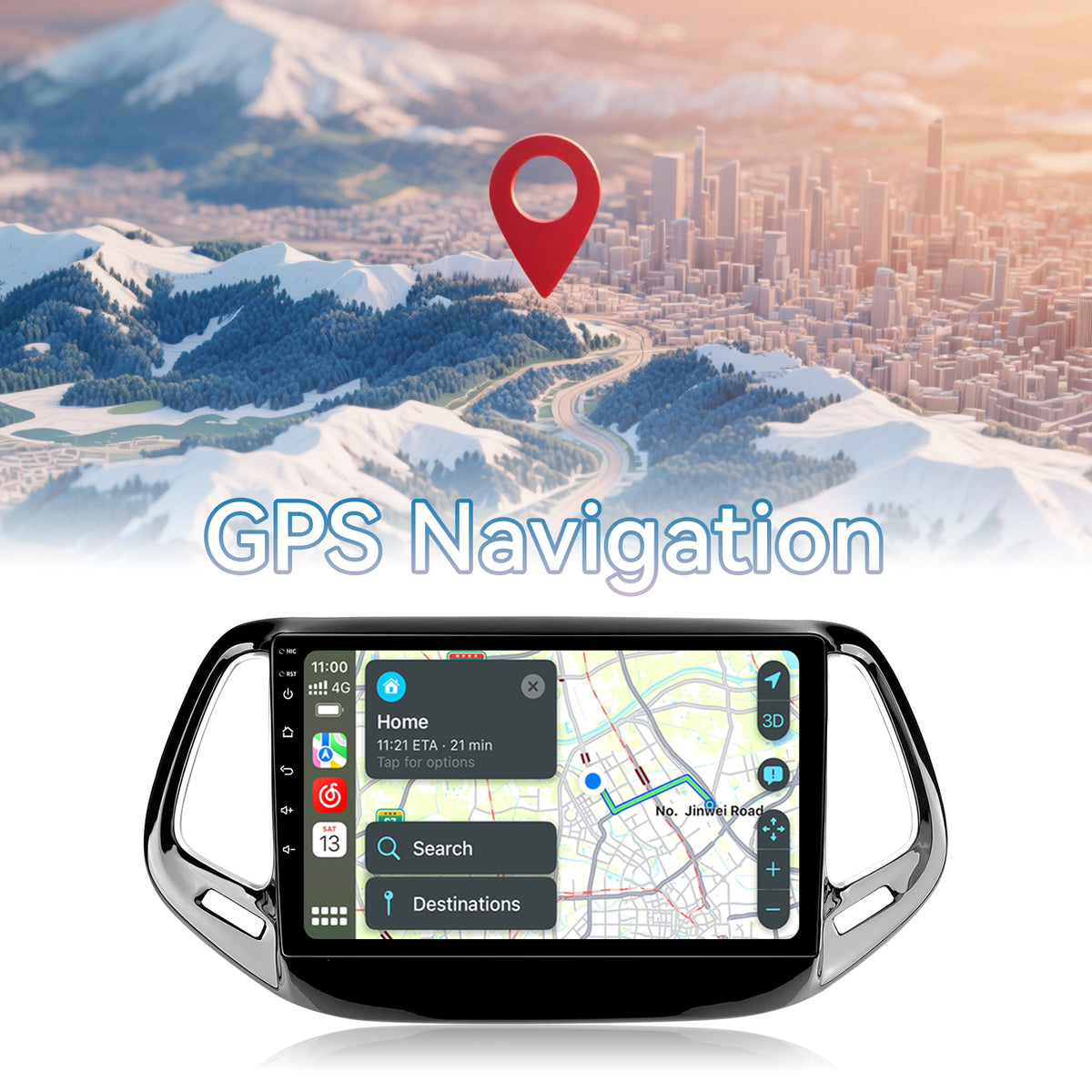 Car Radio Stereo for Jeep Compass 2017-2020,10" Android 13 Touchscreen Head Unit,Wireless CarPlay & Android Auto,GPS Navigation,HD Backup Camera,Mirror Link