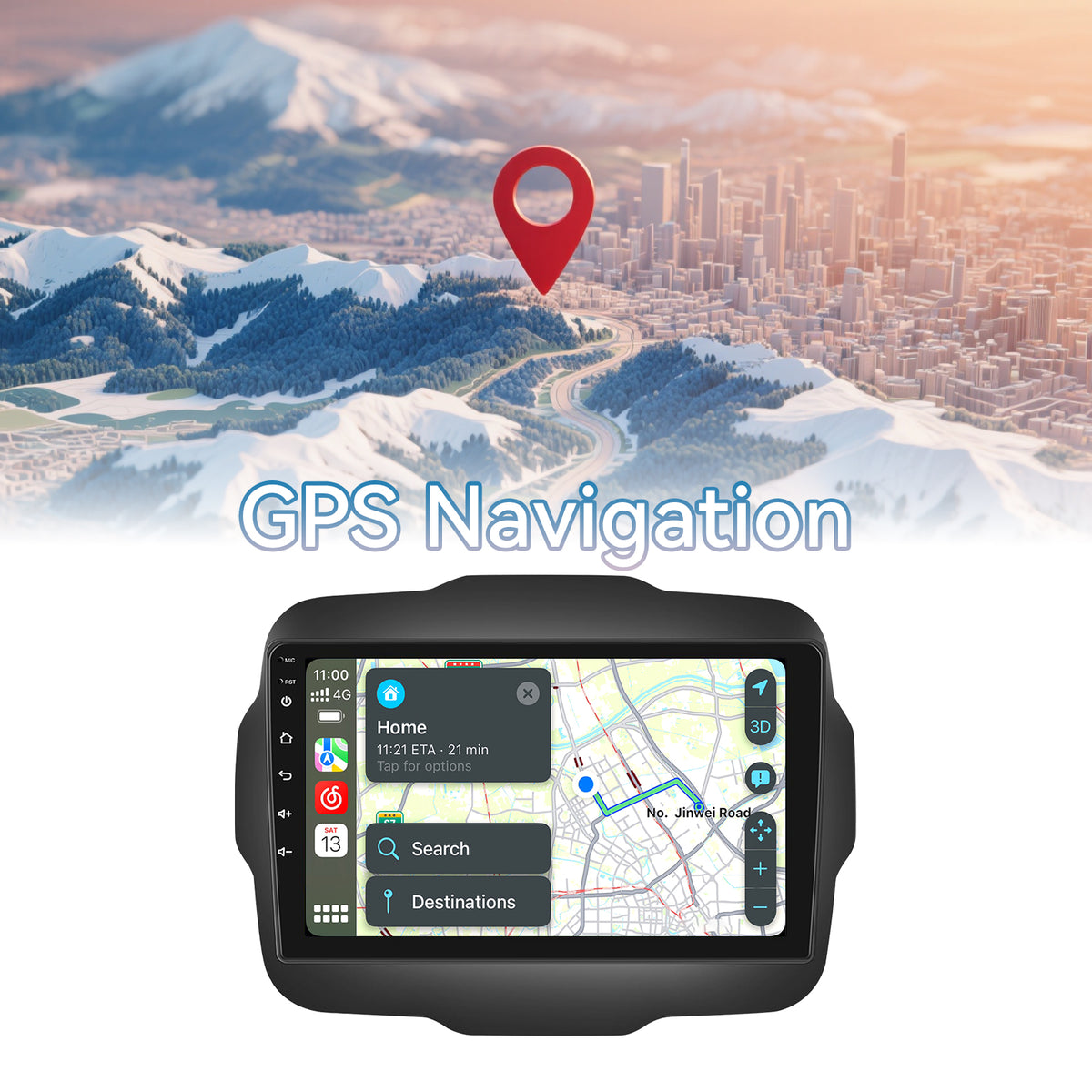Car Radio for Jeep Renegade 2015 2016 2017 2018 2019 2020 64G 5GWiFi Upgrade Touchscreen Stereo for Jeep Renegade Accessories 9in Carplay Android Auto Headunit GPS Bluetooth FM Camera