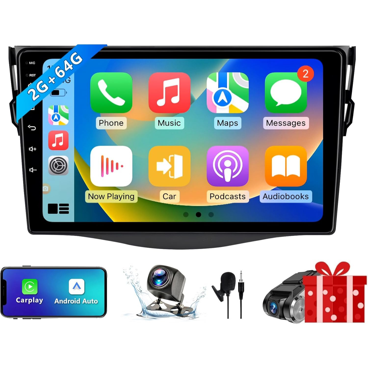 Android 13 Car Stereo for Toyota RAV4 (2006-2012) Supports Wireless CarPlay/Android Auto/Mirror Link