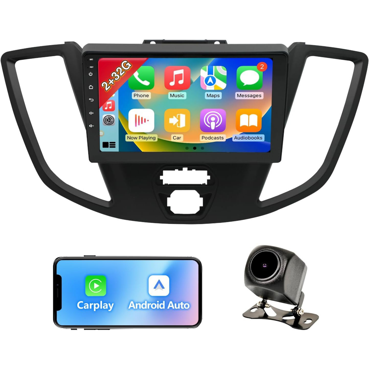 Android 13 Car Stereo for 2015-2018 Ford Transit  Supports Wireless CarPlay/Android Auto/Mirrorlink/Backup Camera