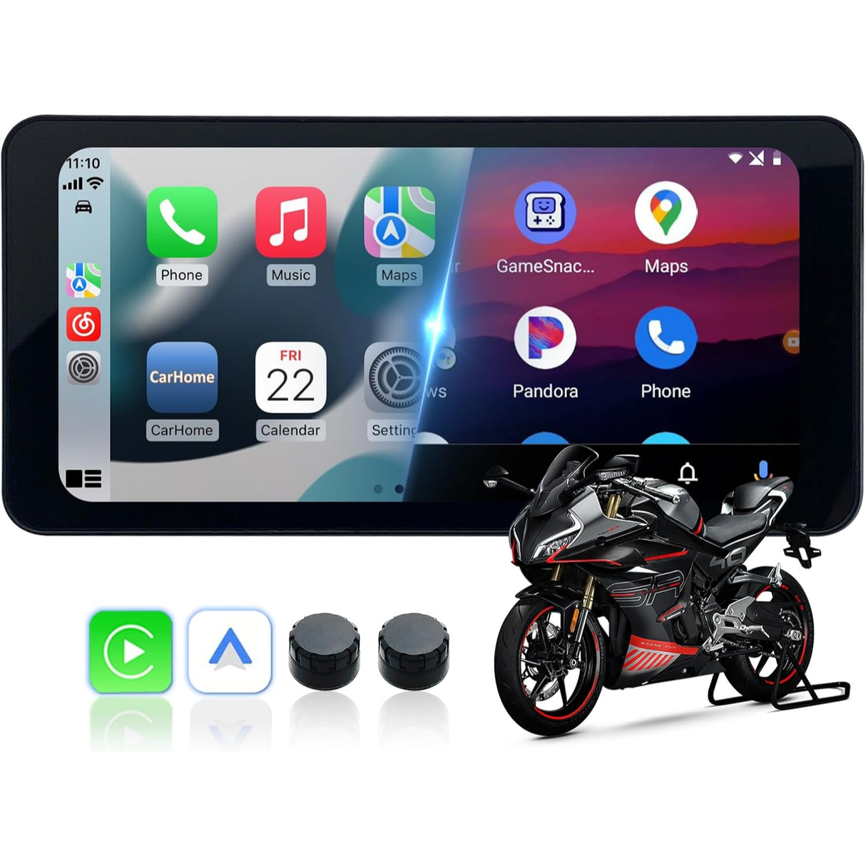 6.3 inch Motorcycle CarPlay/Android Auto Screen Supports TPMS